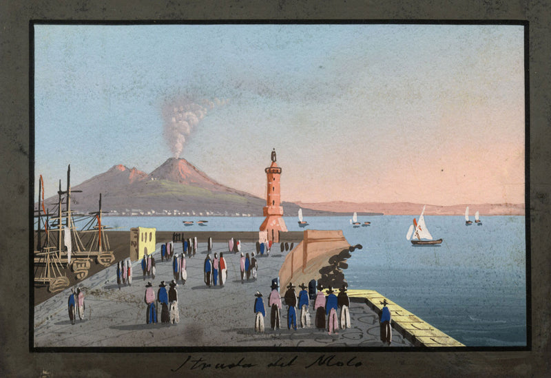 Neapolitan School, Strada del Molo, Naples, Italy – early C19th gouache painting