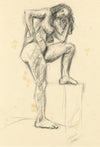 Harold Kopel ROI, Female Nude Life Study, Standing Pose – 1958 charcoal drawing