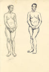 Harold Kopel ROI, Female Nude Life Study, Standing Poses –1958 pen & ink drawing