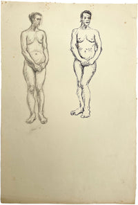 Harold Kopel ROI, Estudio de desnudo femenino en vivo, poses de pie – Dibujo a pluma y tinta de 1958