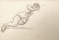 Harold Kopel ROI, Reclining Female Nude Life Study – 1958 graphite drawing