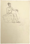Harold Kopel ROI, Estudio de desnudo femenino en vivo, pose sentada 5 – Dibujo a grafito de 1958