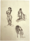 Harold Kopel ROI, Estudio de desnudo femenino en vivo, varias poses – Dibujo al carboncillo de 1958