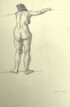 Harold Kopel ROI, Standing Female Nude Life Study – 1958 graphite drawing