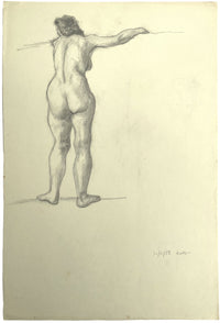 Harold Kopel ROI, Estudio de desnudo femenino de pie – Dibujo a grafito de 1958