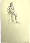 Harold Kopel ROI, Estudio de desnudo femenino en vivo, pose sentada 6 – Dibujo a grafito de 1958