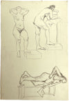 Harold Kopel ROI, Estudio de desnudo femenino en vivo, varias poses 2 – Dibujo a tinta de 1958