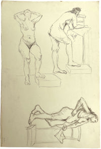 Harold Kopel ROI, Estudio de desnudo femenino en vivo, varias poses 2 – Dibujo a tinta de 1958