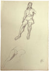 Harold Kopel ROI, Estudio de desnudo femenino en vivo, pose sentada 7 – Dibujo a grafito de 1958