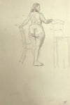 Harold Kopel ROI, Standing Female Nude Life Study 2 – 1958 graphite drawing