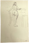 Harold Kopel ROI, Desnudo femenino de pie, Estudio natural 2 – Dibujo a grafito de 1958