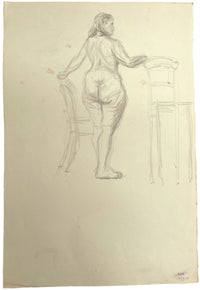 Harold Kopel ROI, Desnudo femenino de pie, Estudio natural 2 – Dibujo a grafito de 1958