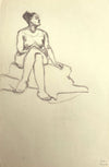 Harold Kopel ROI, Female Nude Life Study, Sitting Pose 8 – 1958 graphite drawing