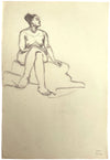 Harold Kopel ROI, Estudio de desnudo femenino en vivo, pose sentada 8 – Dibujo a grafito de 1958