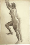 Harold Kopel ROI, Estudio de desnudo femenino en pose de alcance – Dibujo a grafito de 1958