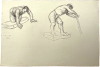 Harold Kopel ROI, Estudio de desnudo masculino en vivo, poses de flexión – Dibujo a pluma y tinta de 1959