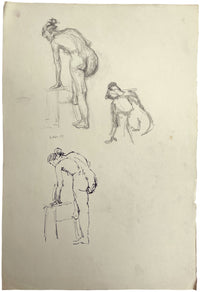 Harold Kopel ROI, Estudio de desnudo femenino natural, poses de piernas levantadas – Dibujo de 1958
