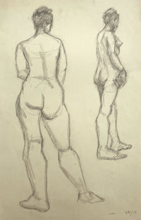 Harold Kopel ROI, Female Nude Life Study, Standing Poses 2 – 1958 drawing