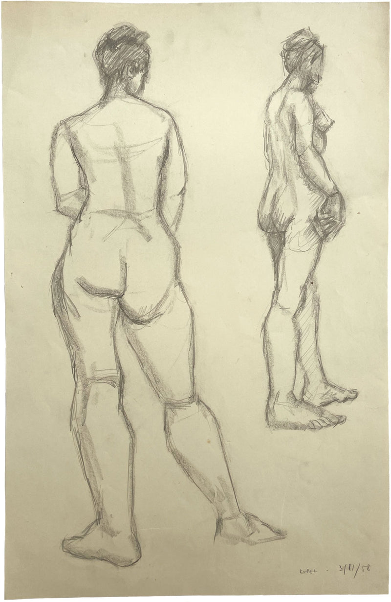 Harold Kopel ROI, Estudio de desnudo femenino en vivo, poses de pie 2 – dibujo de 1958