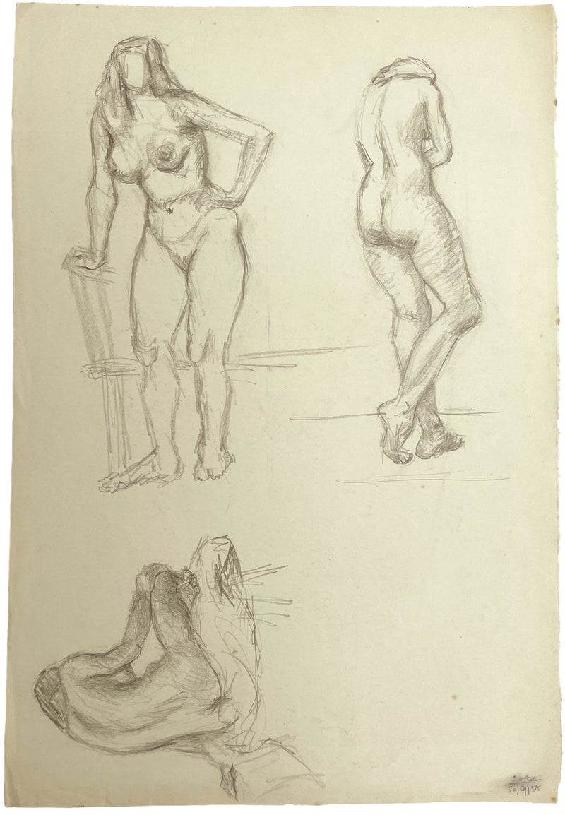 Harold Kopel ROI, Estudio de desnudo femenino en vivo, poses de pie 3 – dibujo de 1958