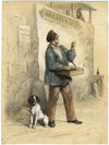 French Cigar Vendor (Des Cigarres et du Feu) – C19th hand-coloured lithograph