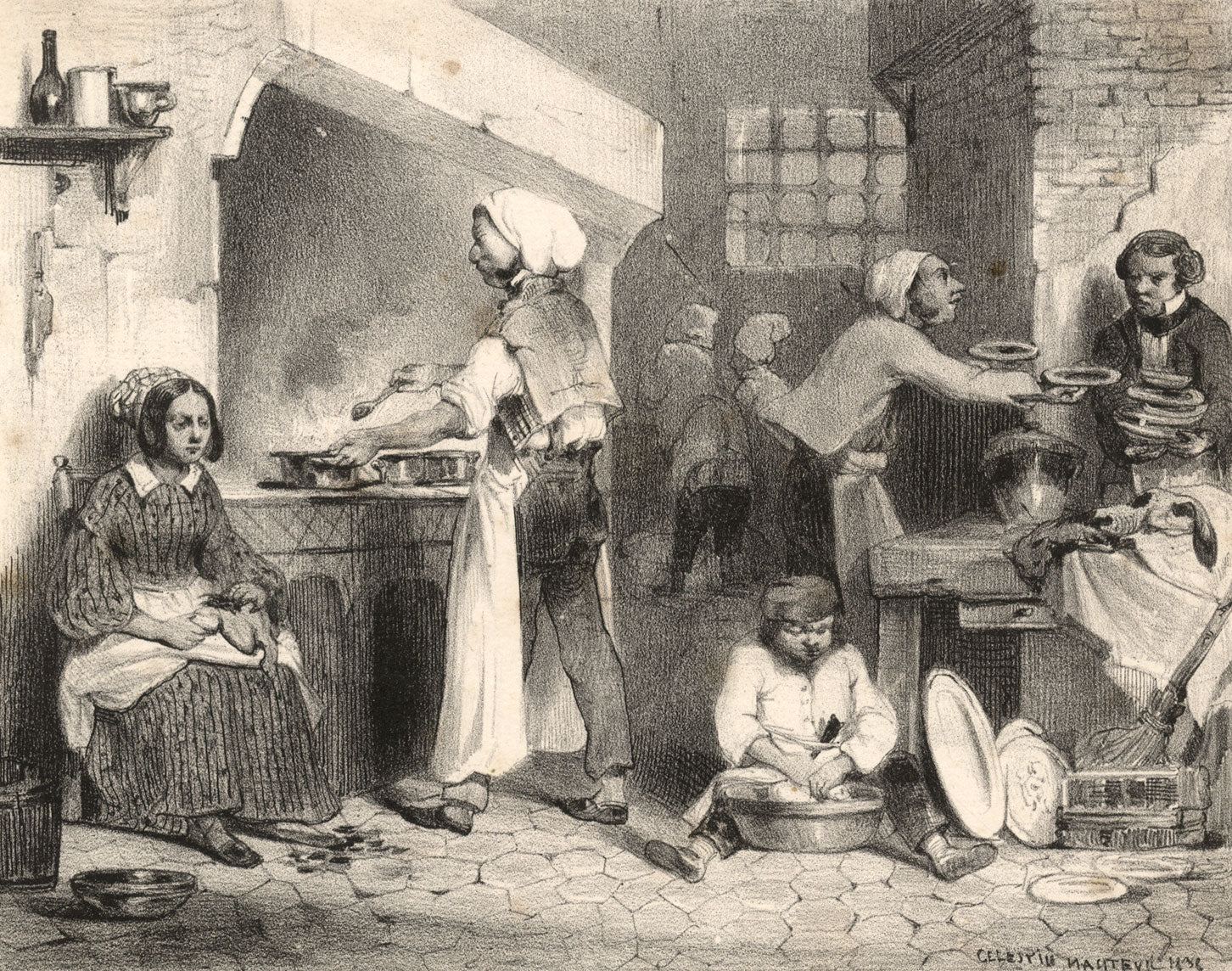 Célestin Nanteuil, French Cooks – Original 1838 lithograph print