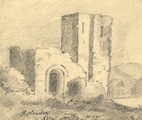 K. Clendon, Tower Ruin Study – Original early 19th-century graphite drawing