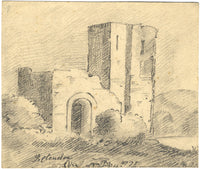 K. Clendon, Tower Ruin Study – Original early 19th-century graphite drawing