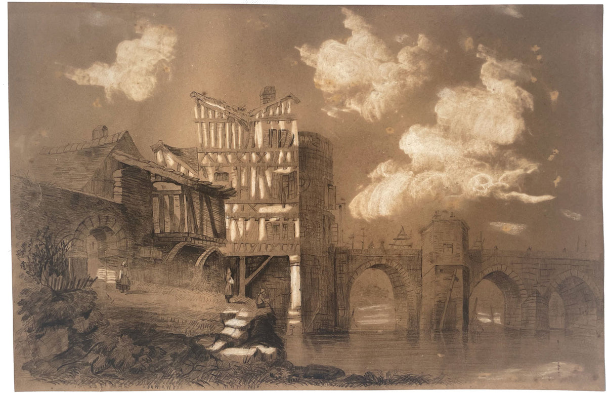 MAH, Pont-de-l'Arche, Normandia, Francia – Disegno originale a carboncino del 1858