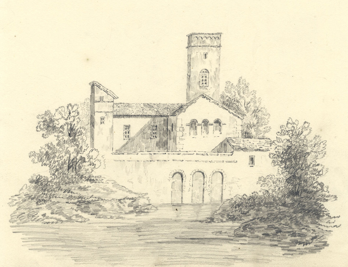 Italianate Abbey – Original c.1838 graphite drawing