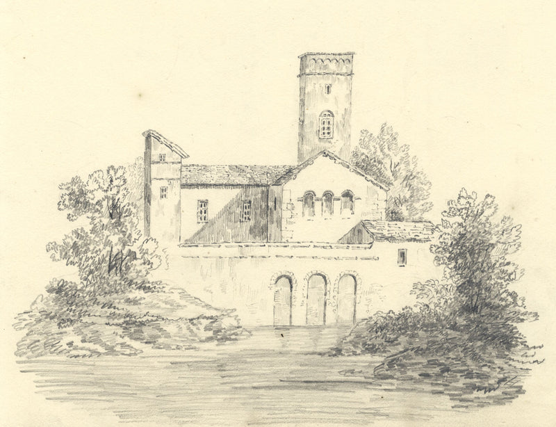 Italianate Abbey – Original c.1838 graphite drawing