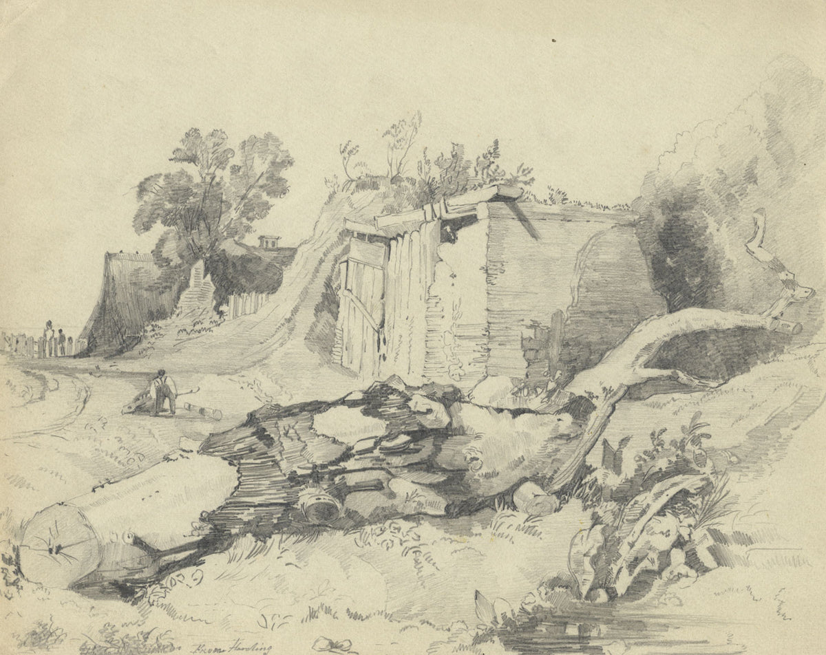 Rustic View after James Duffield Harding – Original c.1838 graphite drawing