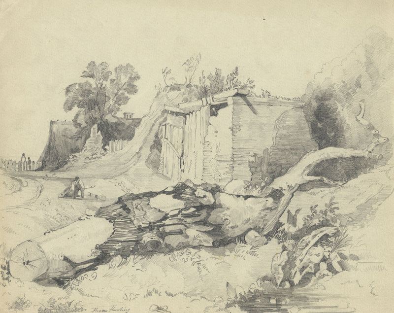 Rustic View after James Duffield Harding – Original c.1838 graphite drawing