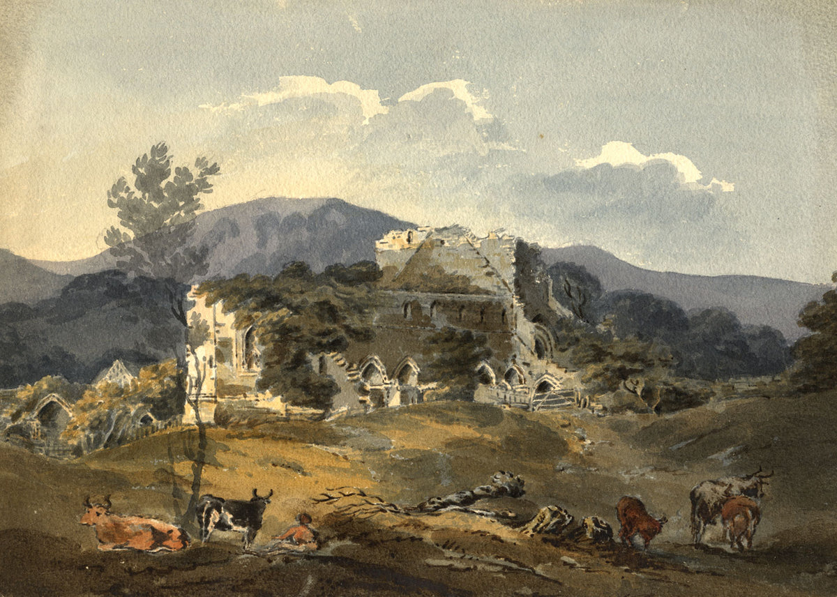 Overgrown Church Ruin – Original early 19th-century watercolour painting
