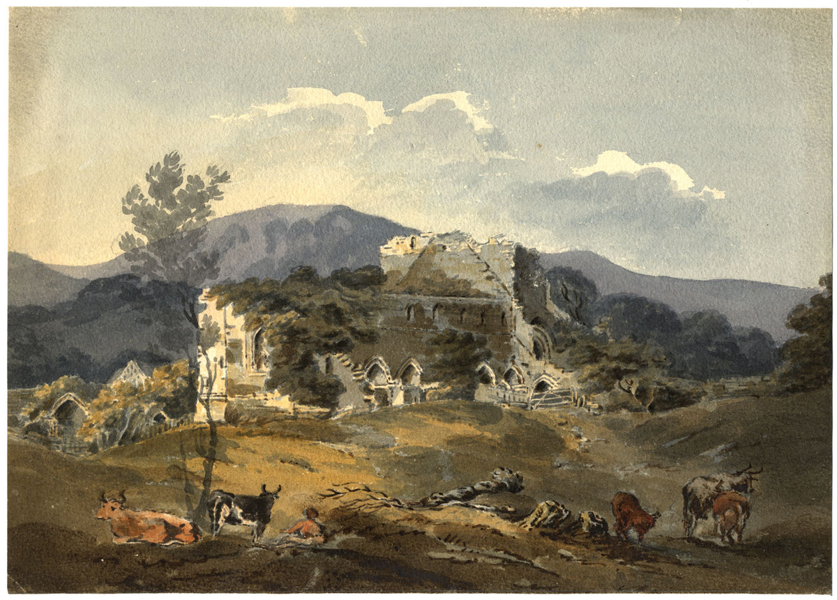 Overgrown Church Ruin – Original early 19th-century watercolour painting