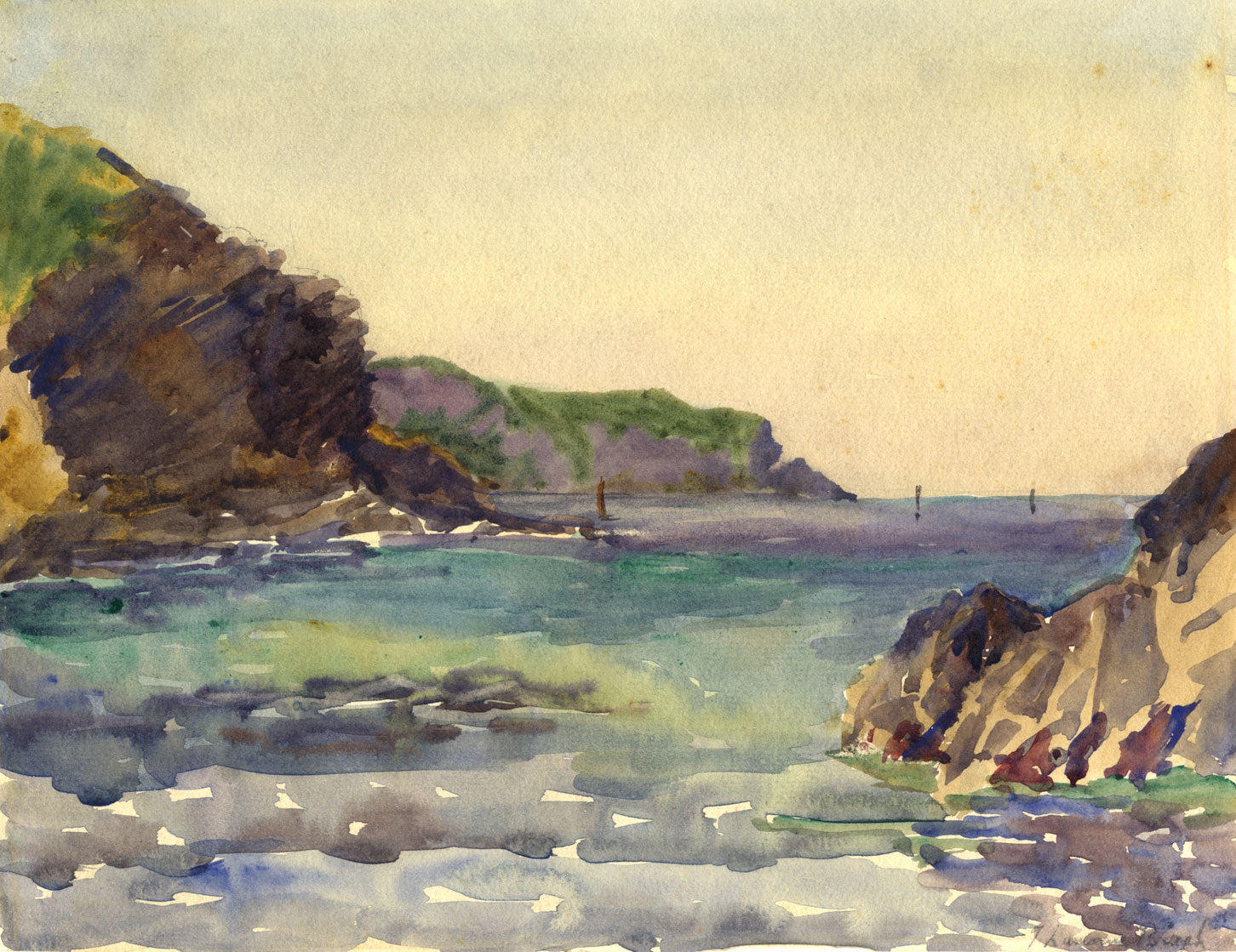 Samuel John Lamorna Birch RA RWS, Lamorna Cove Cornwall –early C20th watercolour