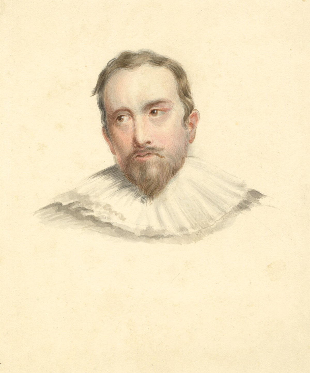 Attrib. Mary Heber, Man with Ruff after Jacob Adriaensz – c.1830s watercolour