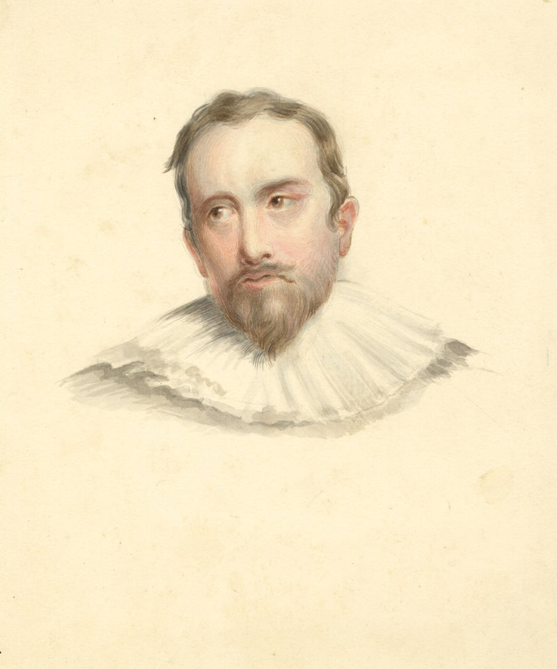 Attrib. Mary Heber, Man with Ruff after Jacob Adriaensz – c.1830s watercolour