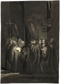 Attribuzione di Mary Heber, Processione dei monaci certosini con fiaccole – acquerello del 1830 circa