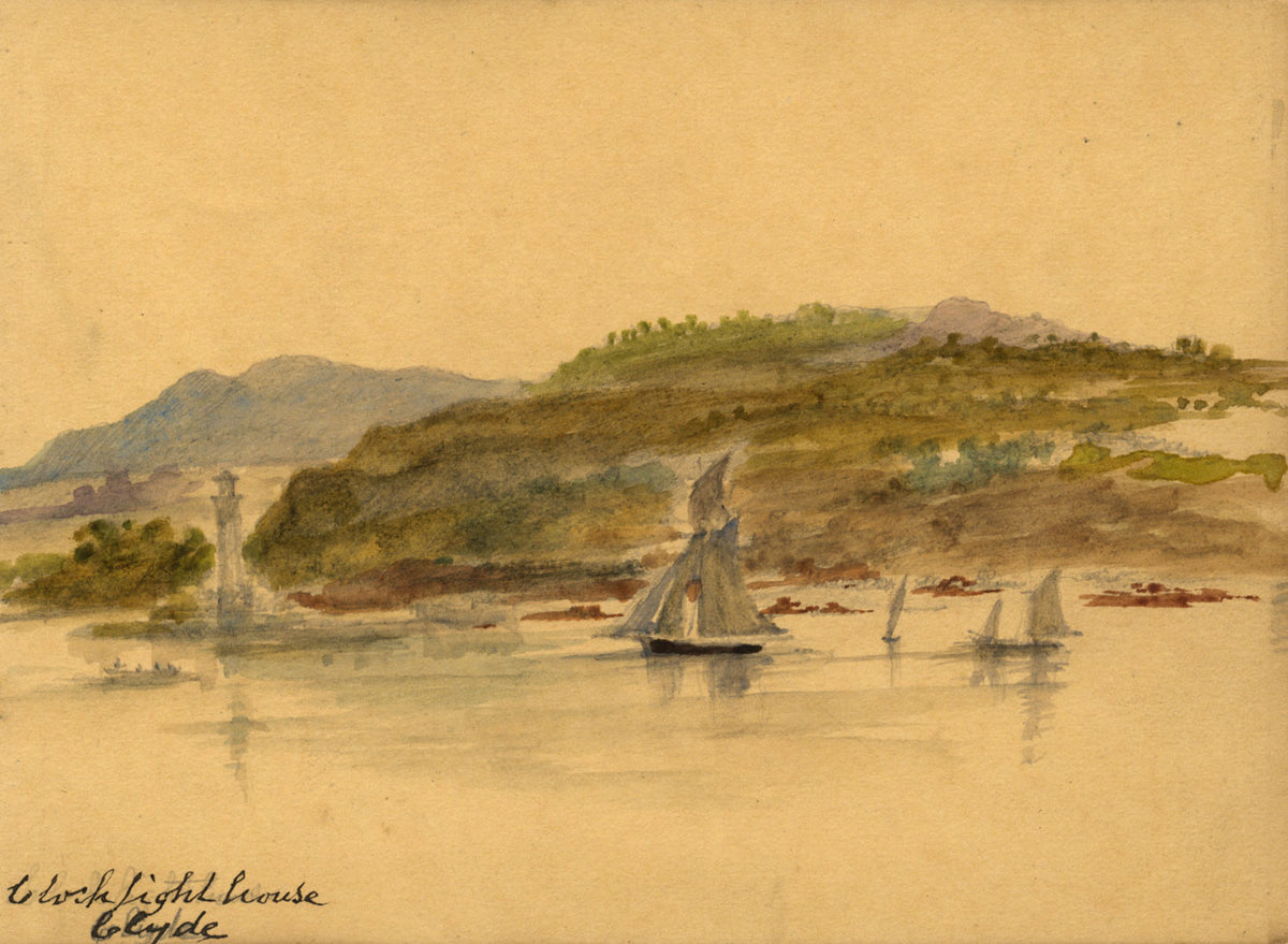 Alexander Hunter, Cloch Lighthouse, Firth of Clyde – 1884 watercolour painting