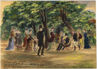 Alexander Hunter, Figures in Princes St Gardens, Edinburgh – 1888 watercolour