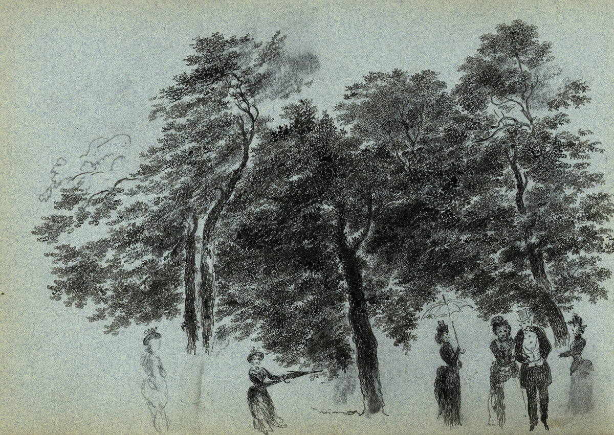 Alexander Hunter, Evening Tea in Edinburgh – Original 1877 pen & ink drawing