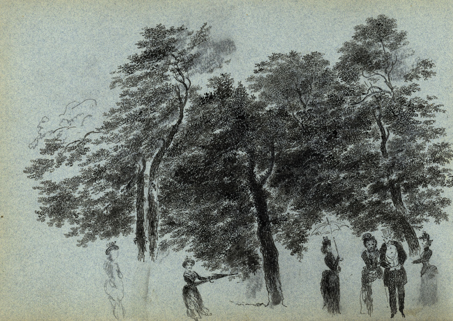 Alexander Hunter, Evening Tea in Edinburgh – Original 1877 pen & ink drawing