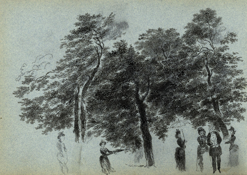 Alexander Hunter, Evening Tea in Edinburgh – Original 1877 pen & ink drawing