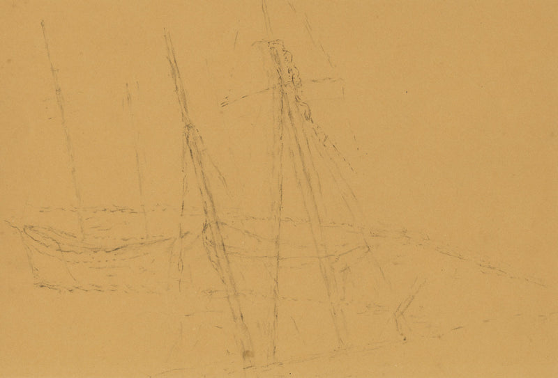 Head of the Estuary with Moored Boats, Devon – Original c.1902 pen & ink drawing