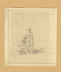 Anthony Devis, Peasant Family with Dog – early 19th-century pen & ink drawing