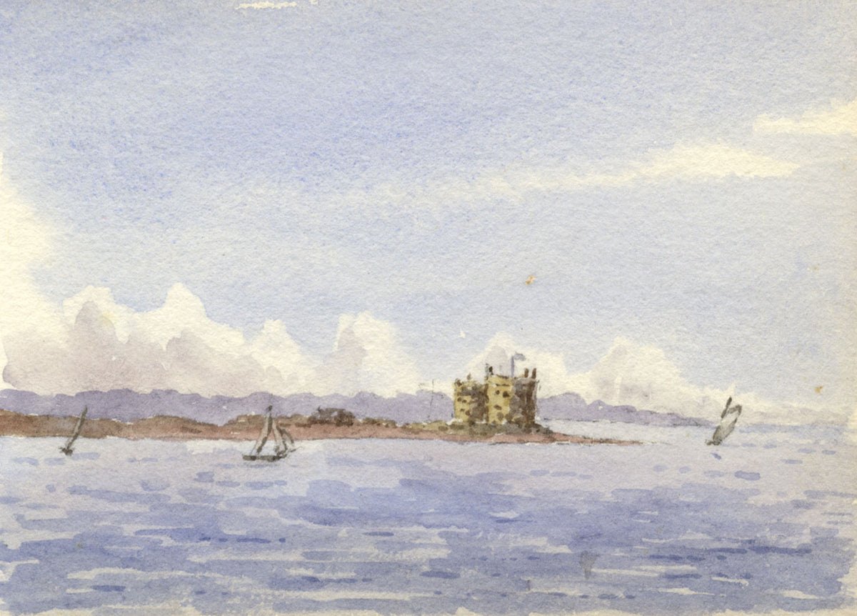 Rosa E. Neumann, Calshot Castle, Southampton Water – 1894 watercolour painting
