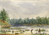 Rosa E. Neumann, Lymm Dam from the Churchyard, Cheshire – 1886 watercolour