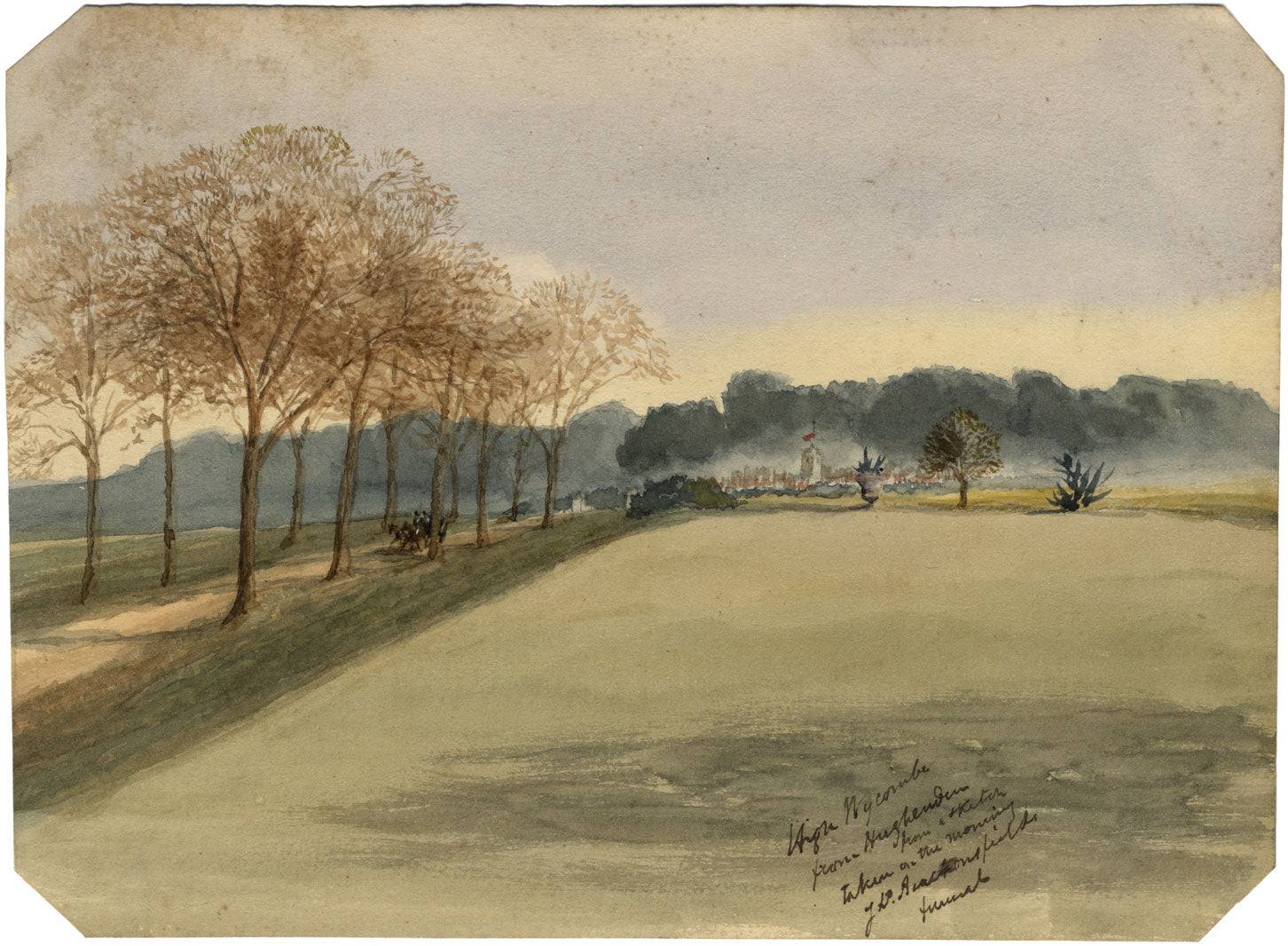 High Wycombe desde Hughenden Manor: acuarela original del siglo XIX