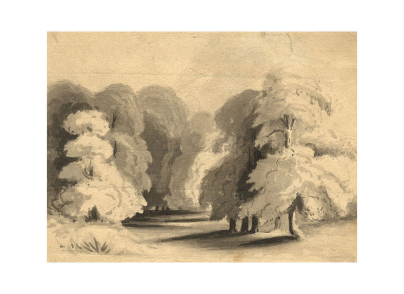 Miniature Parkland Landscape in Grisaille – early 19th-century watercolour